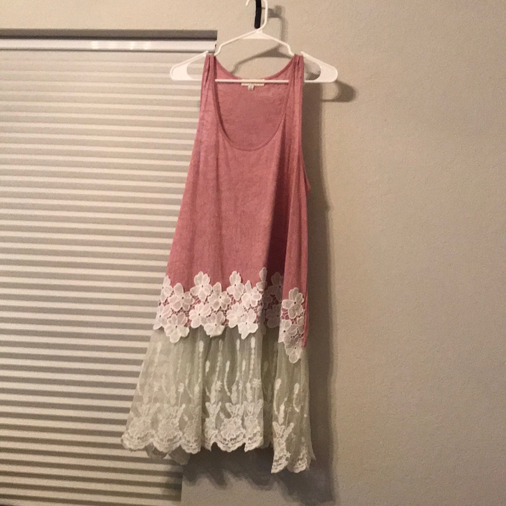 Tunic tank top with lace bottom